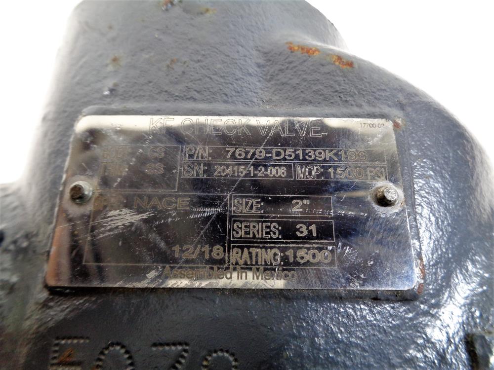 KF 2" NPT Swing Check Valve, Series 31, Carbon Steel, 1500 PSI, #7679-D5139K196
